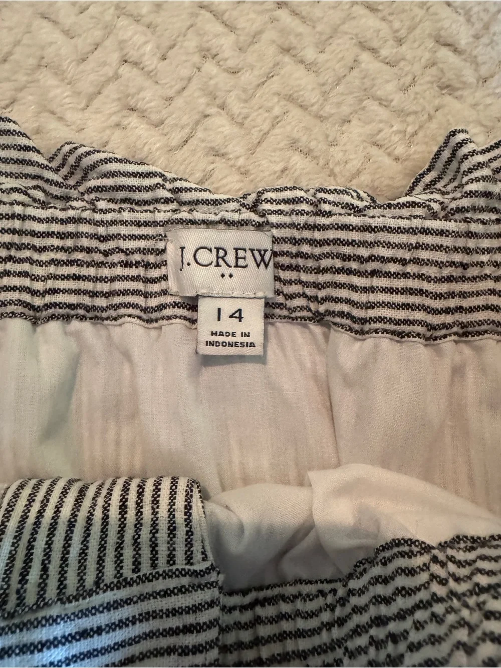 J. Crew Black &‎ White Pinstripe Paperbag Waist Mini Skirt Size 14